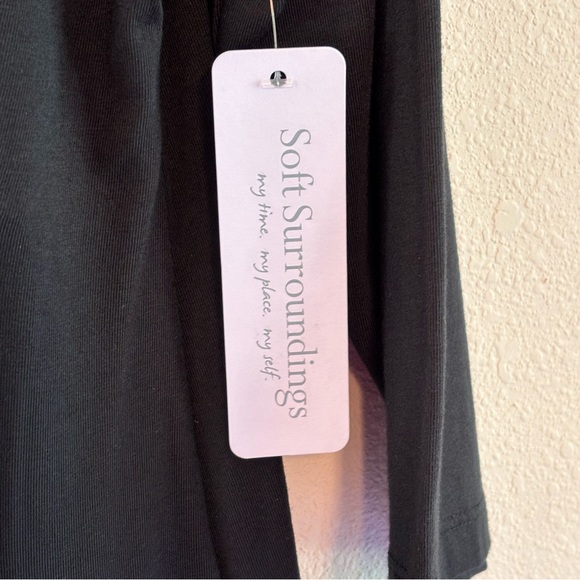 NWT Soft Surroundings Women's Elegant Black Drape Blouse SZ XL 3/4 Sleeve - Picture 4 of 8